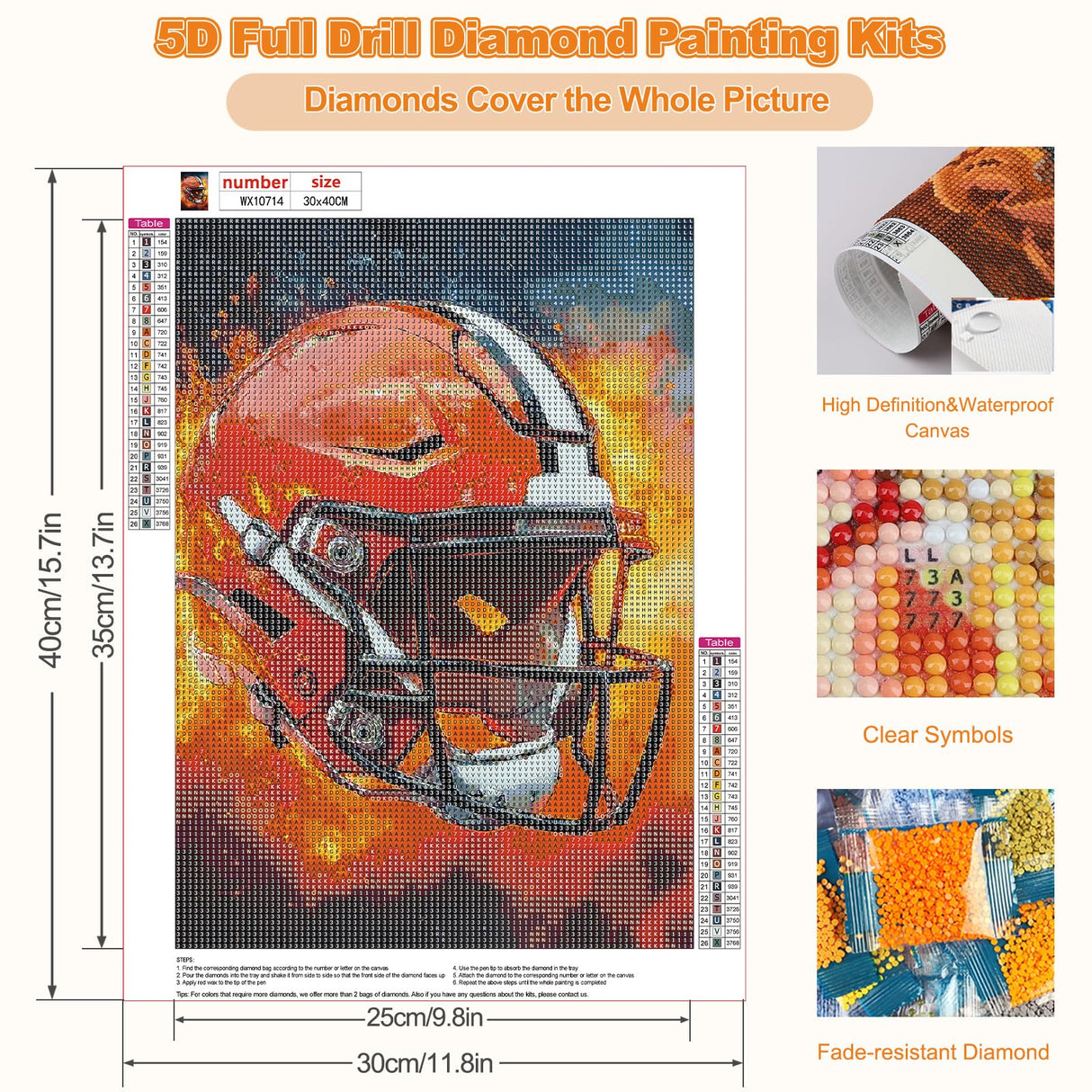 CEOVR Football Team Diamond Painting Kits for Adults, Diamond Art Dots 5D Full Drill DIY Gem Art for Beginner, Adult Crafts Kits Arts and Crafts, Wall Decor for Home Office 12x16in CEOVR