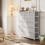 WLIVE Tall Dresser for Bedroom, Fabric Dresser Storage Tower, Dresser & Chest of Drawers Organizer Unit with 11 Drawers, Storage Cabinet, Hallway, Closets, Steel Frame, Wood Top WLIVE