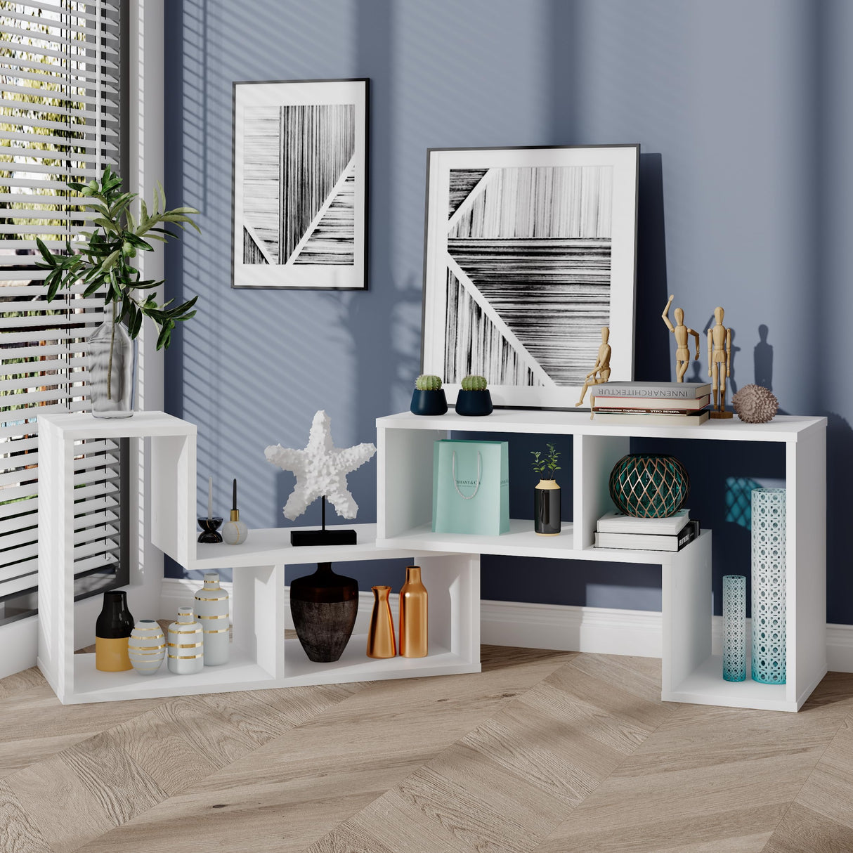 KOTEK TV Stand for 50 55 60 65 Inch TV, 3 Pieces Free Combination Bookshelf Organizer, TV Console Table with Open Storage Shelves, Modern Entertainment Center for Living Room, Bedroom KOTEK