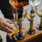 KONELCARE Wood Liquor Dispenser-Solid Base Real Brass, Leakproof,Smooth Pouring Dispenser for Home Bar- Fathers Day Alcohol Gifts for Men KONELCARE