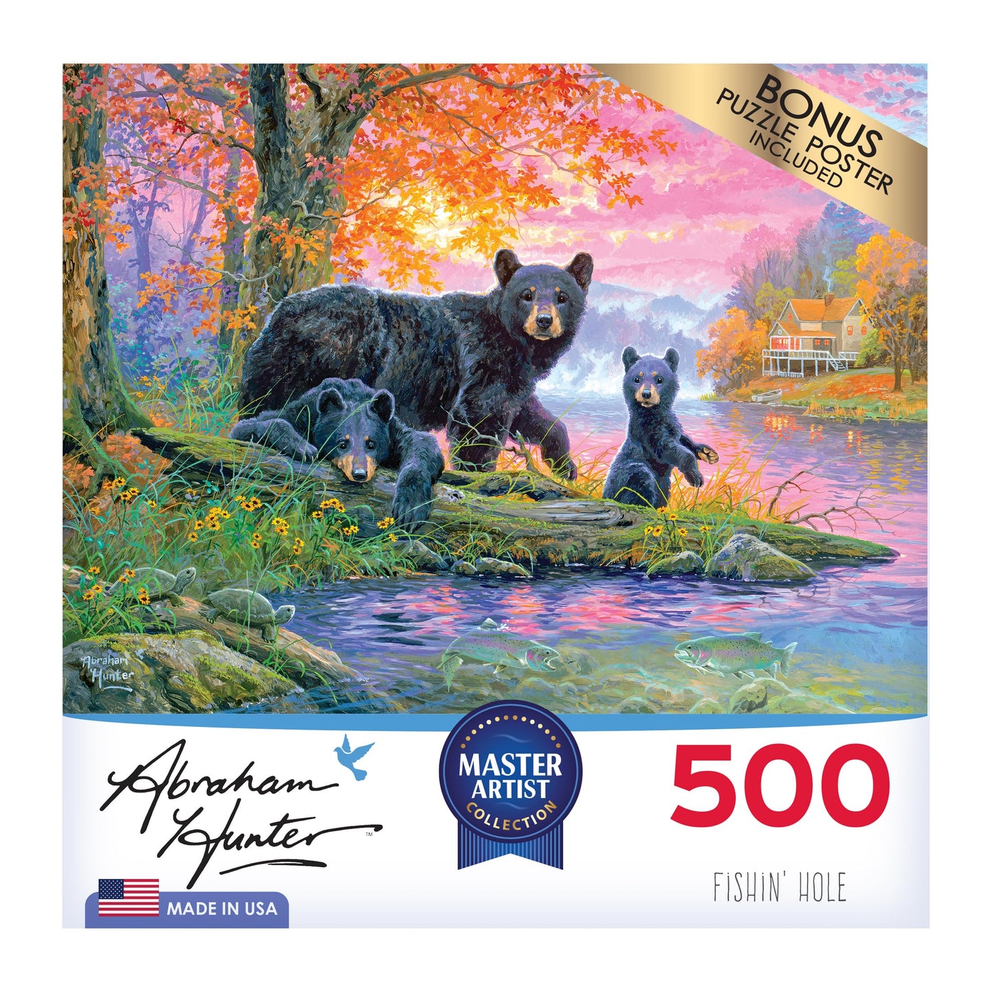 RoseArt - Abraham Hunter - Fishin' Hole - 500 Piece Jigsaw Puzzle for Adults