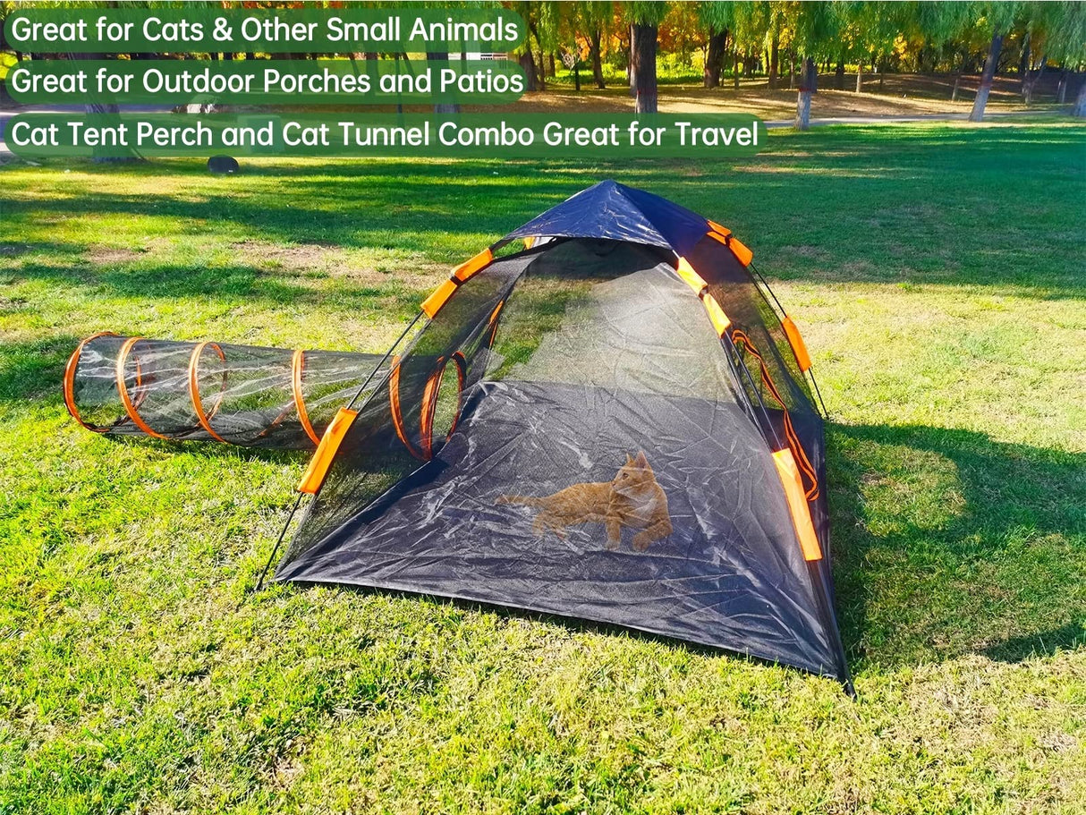 Catio Outdoor Cat Enclosures for Indoor Cats, 4-in-1 Outside Large Playground Include Portable Cat Tent and Tunnel, for Cats and Other Pets Crenailro