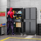 GangMei Metal Garage Storage Cabinet with 2 Drawers and 2 Adjustable Shelves, Rolling Tool Storage Cabinet with Wheels and Locking Doors for Garage, Warehouse, Black and Dark Gray GangMei