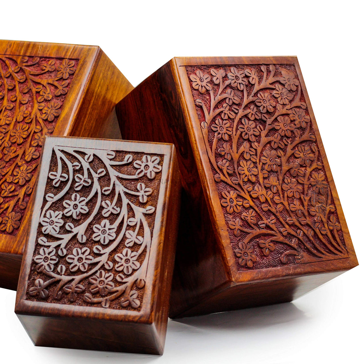 Artisans Crafted Premium Rosewood Decorative Hand Carved Wooden Urns | Carved with Precision | Memorial Wooden Urns for Loved Ones | Nagina International (X-Large) Nagina International