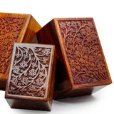 Artisans Crafted Premium Rosewood Decorative Hand Carved Wooden Urns | Carved with Precision | Memorial Wooden Urns for Loved Ones | Nagina International (X-Large) Nagina International