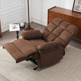 Ketaiyou Rocker Recliner Chair, Overstuffed Manual Rocking Recliner for Adults, Upholstered Comfy Soft Fabric Living Room Reclining Sofa Chair (Brown Fabric) Ketaiyou