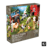 750 Piece Puzzle for Adults Sharon Steele Happy Farm Day, 27x20 inch Whimsical Farm Animal Scene Jigsaw by KI Puzzles KI Puzzles