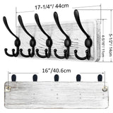 SKOLOO Rustic Wall Mounted Coat Rack: Pine Real Wood Plank Wall Coat Rack with 5 Triple Hooks, Farmhouse Coat Hanger Wall Mount for Hanging Backpack Jacket Coat Hat,Pack of 2 SKOLOO