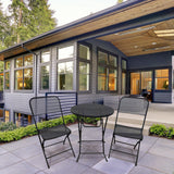 Four Seasons Courtyard Padova 3 Piece Bistro Outdoor Backyard Dining Set with 2 Folding Chairs and Round Table Furniture for Patios or Decks, Black Four Seasons Courtyard