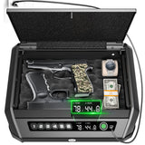 TOPMEDA Gun Safe with LCD Display, ≤0.1s Quick Access Handgun Safe for 2-4 Pistols, Hand Gun Lock Box with Fingerprint | Keypad | and Keys for Home Drawer Bedside Nightstand TOPMEDA