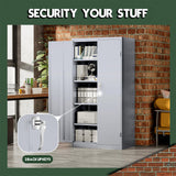 Greenvelly Metal Garage Storage Cabinet, 72” Tall Locking Steel Cabinet with 2 Doors and 4 Adjustable Shelves, Utility Metal Filing Cabinet with Lock for Home, Office, Garage, School (Dark Grey) Greenvelly