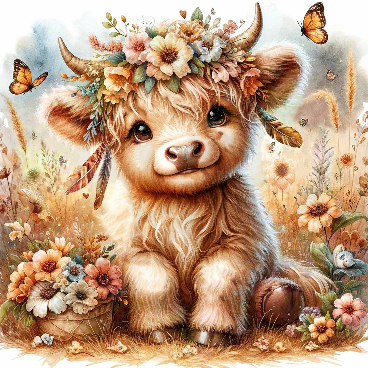 Zythron Cow Diamond Painting Kits for Adults Animal Diamond Art Kits for Beginners 5D DIY Highland Cow Full Drill Diamond Painting Kits for Home Wall Decor, 12x12 Inch Zythron