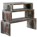 MyGift 3-Tier Rustic Torched Wood Dessert Display Risers, Tabletop Nesting Cupcake Stands, Retail Merchandise and Collectible Figurine Shelf, 3 Piece Set MyGift