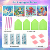 bleihum 4 Pack Diamond Art Painting Kits for Kids Animals, Small Diamond Art for Kids Ages 8-12, Cute Gem Art Kits for Kid Gift Home Wall Decor 6X6 inch bleihum