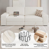 Yaheetech Modern Sofa 2-Seater Corduroy Fabric Sofa Couch with Removable Cover, USB Charging Ports & Side Storage Pockets for Apartment Living Room, Ivory Yaheetech
