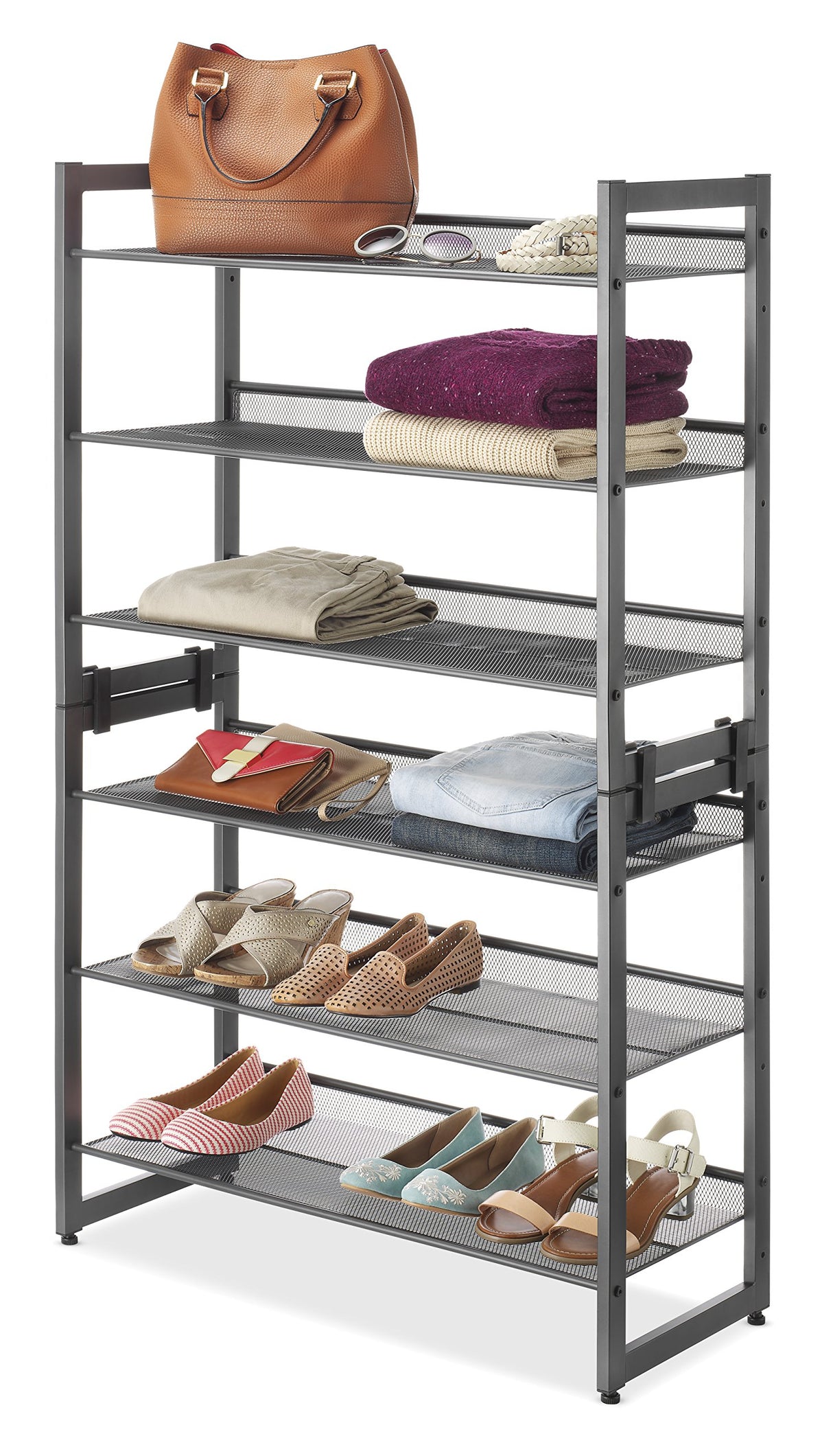Whitmor Steel Mesh 3-Tier Shoe Rack, Gunmetal Gray Whitmor