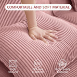 153.5 Cloud Sofa with Deep Seats and Wide Armrests，Boneless Sectional Couch with High Density Memory Foam Sofa, 4 Seater Sofa for Living Room Apartments - No Assembly, Corduroy,Pink HUMEHA