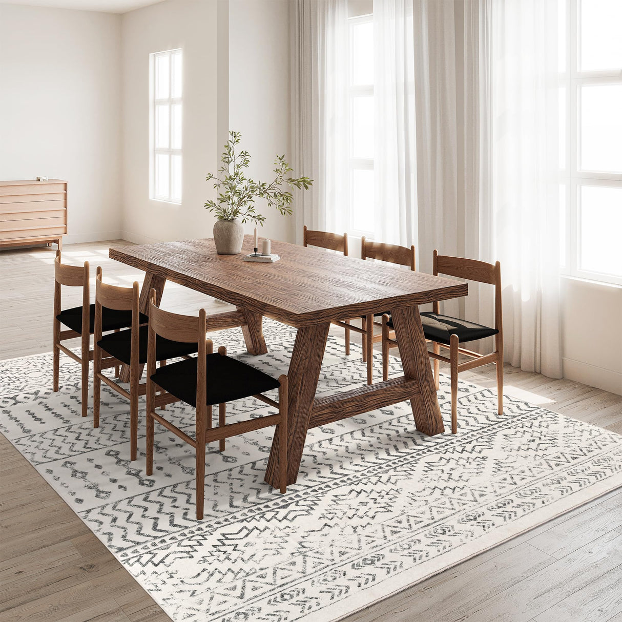 Art&Tuft 8x10 Area Rug, Super Soft Ultra-Thin Moroccan Washable Rugs 8x10, Anti-Slip Backing Rugs for Living Room, Foldable Geometric Machine Washable Area Rug(8'x10', Ivory) Art&Tuft