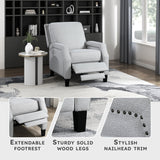 Lexicon Push Back Recliner Chair, Reclining Sofa Armchair, Modern Recliner Sofa Chair with Footrest, Chenille Fabric Recliner Arm Chair, Single Sofa Accent Chair for Living Room/Office/Apartment, Grey Lexicon