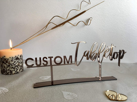 Your Custom Text Here Tabletop Sign Hashtag Personalized Wedding Calligraphy Laser Cut Acrylic Freestanding Sweetheart Table Decorations Desert Sign Party Welcome Wood Tag Home Decor Guestbook Signage FranJohnsonHouse