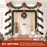 54 Feet Christmas Garland - 3 Stands Artificial Evergreen Garland Soft Greenery Garland Set for DIY Christmas Decoration, Non-Lit Indoor Outdoor Garlands for Stair Railing/Mantle/Holiday/Party Decor Nugxica