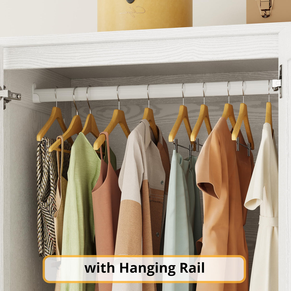 LIKIMIO Armoire Wardrobe Closet 70" H, 5 Doors Bedroom Wooden Wardrobe with 4 Storage Shelves and Hanging Rod, Clothing Storage Cabinet Organizer Combination, White LIKIMIO