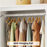 LIKIMIO Armoire Wardrobe Closet 70" H, 5 Doors Bedroom Wooden Wardrobe with 4 Storage Shelves and Hanging Rod, Clothing Storage Cabinet Organizer Combination, White LIKIMIO