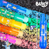 Official Bluey Chalk Art, 5-Pack, Vibrant Sidewalk Chalk For Kids, Includes 5 Chalks, Chalk Holders & Reusable Stencil, Outside Toys for Toddlers 1-3, Bluey Birthday Party Supplies, Bluey Toys Horizon Group USA