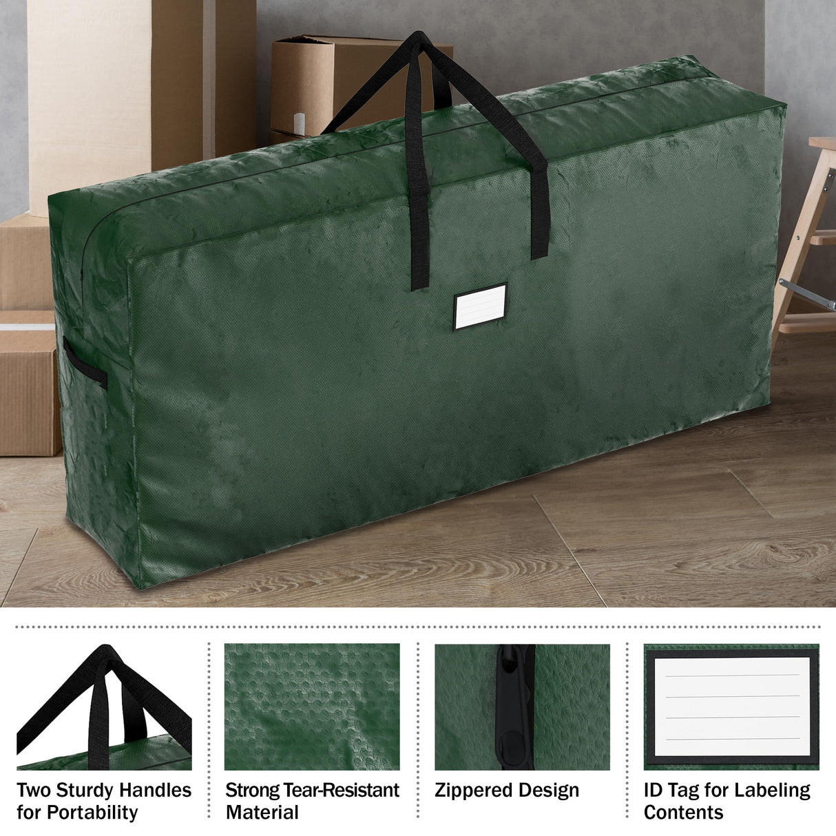 Storage Bag 65-Inch-Long with Handles and Zipper Closure for Moving Christmas Trees Clot Elf Stor