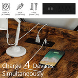 IRONCK Computer Desk 47" with Power Outlet & Storage Shelves, Study Writing Table with USB Ports Charging Station, PC Desk Workstation for Home Office, Rustic Brown IRONCK