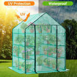Greenhouse for Outdoors with Screen Windows, Ohuhu Upgraded 4 Tiers 11 Shelves Walk-in Greenhouses with Durable PE Cover, Outside Garden Plastic Green House with Ground Pegs & Ropes for Stability Ohuhu