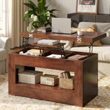 UNIQUITE 40" Lift Top Coffee Table, 4 in 1 Multi-Function Lift Coffee Table with Storage and Hidden Compartment, Convertible Coffee Tables to Dining Table for Living Room, Walnut UNIQUITE