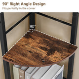 Tajsoon 4-Tier Industrial Corner Ladder Shelf - Rustic Brown Metal Frame for Living Room, Bedroom, Office Tajsoon