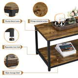 Yaheetech 2-Tier Coffee Table, Industrial Wood Coffee Table with Storage Shelf for Living Room, Rectangle Side End Table with Metal Frame, Rustic Brown Yaheetech