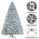 Yaheetech 9ft Premium Snow Flocked Hinged Artificial Christmas Fake Spruce Full Tree for Home Office Party Decoration with 2108 Branch/PVC Tips/Foldable Stand Yaheetech