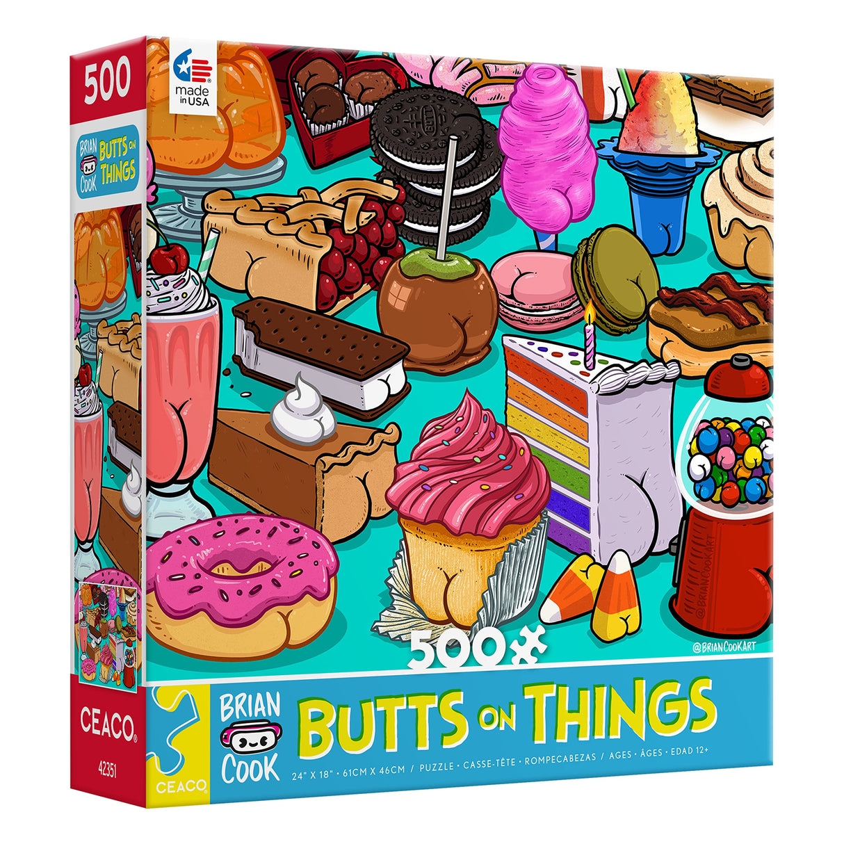 Ceaco - Brian Cook - Butts on Things - Sweet Cheeks - 500 Piece Jigsaw Puzzle Ceaco