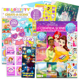Create a Scene Sticker Activity Books for Girls - Bundle with 2 Sticker Pads with 400+ Stickers Featuring Disney Princesses and Hello Kitty Plus Bonus Coloring Pages, More | Sticker Books for Girls Disney