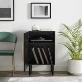 Crosley Furniture Everett Record Player Stand with Storage for Vinyl Records, Matte Black Crosley Furniture