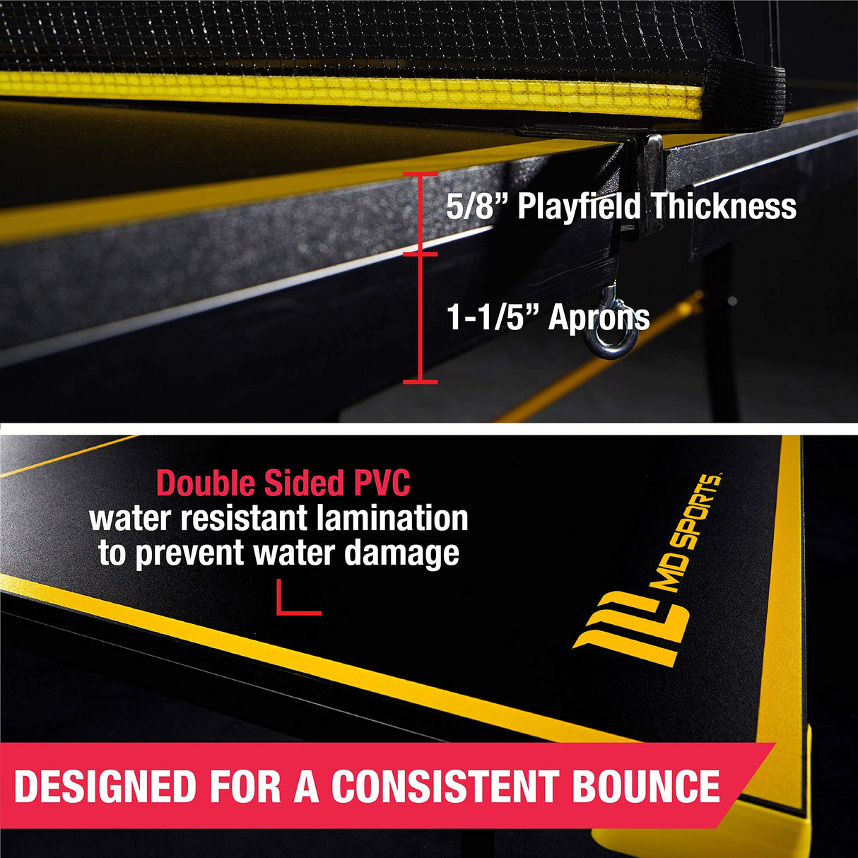 MD Sports Table Tennis Set, Regulation Ping Pong Table with Net, Paddles and Balls (8 Pieces) - Black & Yellow MD Sports