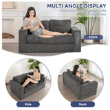 MAXYOYO Bean Bag Chair for Adults, Upholstered Floor Sofa with Armrests, Loveseat Boneless Couch with Tufted Cushion & Backrest, Sofa in A Box, Large Bean Bag Couch for Bedroom Living Room, Dark Grey MAXYOYO