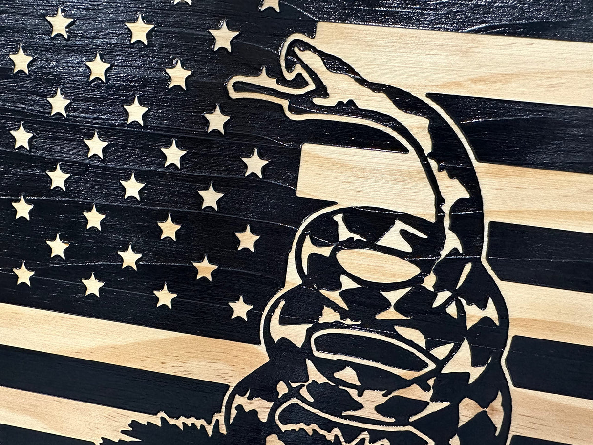 Bellewood Designs Dont Tread On Me American Flag Wall-Mounted Secure Gun Cabinets & Safes (Distressed) Bellewood Designs