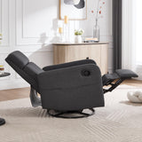 Ketaiyou Swivel Rocking Recliner Chair for Adults, Rocker Nursery Glider Chair for Living Room Bedroom, Upholstered Fabric Reclining Single Sofa Chair(Grey) Ketaiyou