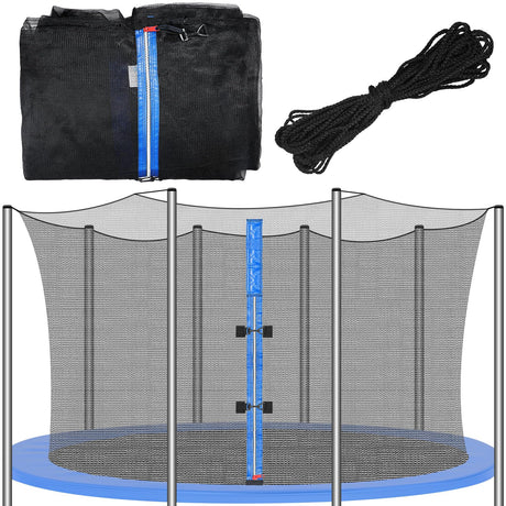 Trampoline Net Replacement Trampoline Safety Round Frame Enclosure Weather Resistant Breathable Net with Double Headed Zippers(8 Straight Poles,12 FT) Jexine