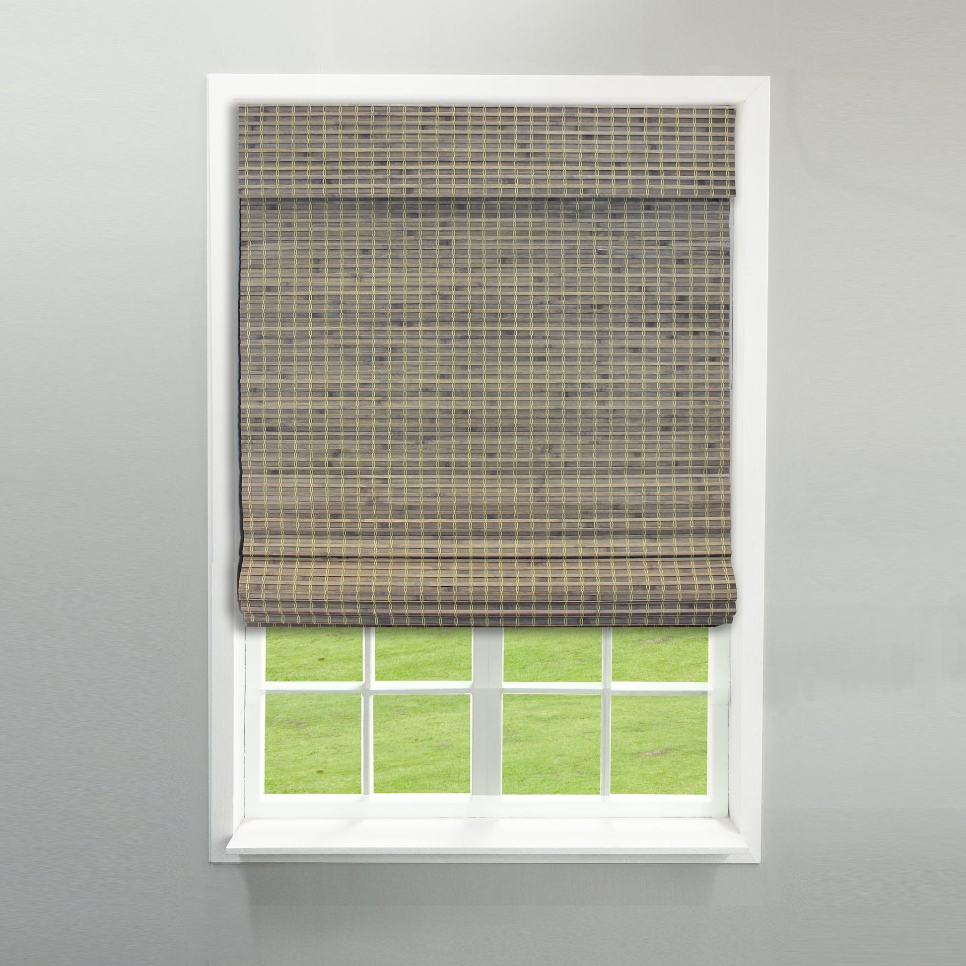 Radiance Driftwood Cordless Bamboo Roman Shades - Light Filtering Window Blinds for Home & Office - WoodArtSupply