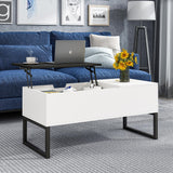 Koifuxii White Coffee Table with Black Lift Top - Modern Industrial Coffee Table with Lifting Top and Hide Compartment Storage - 40 Inch Rectangle Lift Coffee Tables for Living Room Koifuxii