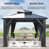 GARTOO 10x10FT Outdoor Hardtop Gazebo with Double Roof - Heavy-Duty Galvanized Steel Top Aluminum Frame Gazebo with Breathable Netting & Privacy Curtain for Patio, Porch, Garden, Lawn, Deck, Backyard GARTOO