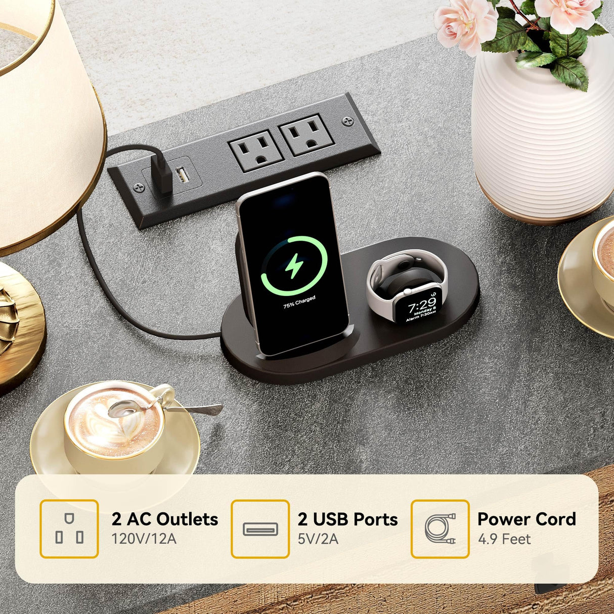 DWVO Nightstand Set of 2 with Charging Station, Farmhouse Bedside Table with 3 Drawers, Wood Night Stand w/Storage, Rustic Bed Side End Table for Bedroom Dorm Small Space, Brown DWVO