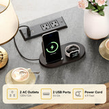 DWVO Nightstand Set of 2 with Charging Station, Farmhouse Bedside Table with 3 Drawers, Wood Night Stand w/Storage, Rustic Bed Side End Table for Bedroom Dorm Small Space, Brown DWVO