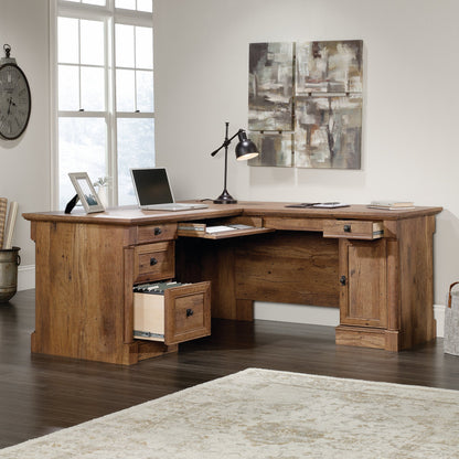 Sauder Palladia L-Shaped Desk, Vintage Oak finish - WoodArtSupply