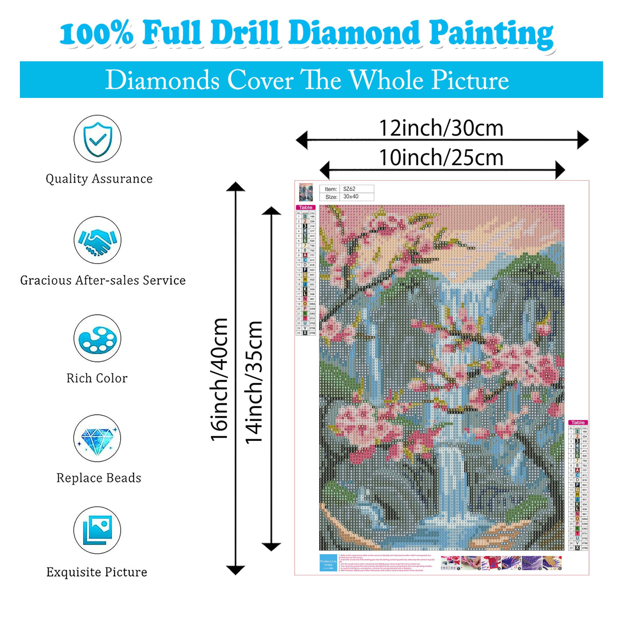 Ausanrl Plum Blossom Diamond Art Painting-Diamond Painting for Adults,5D Diamond Painting Flowers,DIY Full Drill Diamond Painting Flower Gem Painting and Crafts 12x16inch Ausanrl